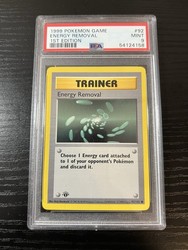 Energy Removal 92/102 Base Set 1st Edition Shadowless Common Trainer