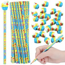 36 PCS Bulk Happy Birthday Pencils Cupcake Erasers Classic School Party Gift
