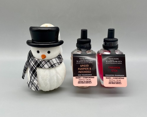Bath & Body Works Wallflowers Snowman Nightlight Plug-In & 2 New Fragrance Bulbs - Picture 1 of 7