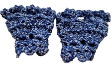 Blue yarn Lacy cuffs handmade crochet retro Fingerless Gloves Wrist Warmers