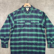 L.L.Bean Green and Blue Plaid Button Up Traditional Fit Size Large/Tall