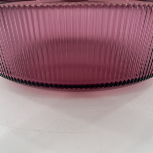 Vintage Corning Ware Cranberry Vision 4 Qt Ribbed Casserole Roaster & Pyrex Lid - Picture 9 of 18
