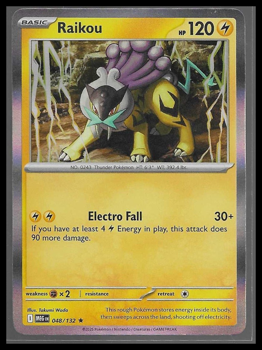 Raikou 48/132 Rare Holo Free Shipping Mega Evolution Pokemon Card