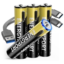 4Pcs USB-C Rechargeable AAA Battery 1.5V 1100mWh Li-ion w/ Cable for Toys Mouse