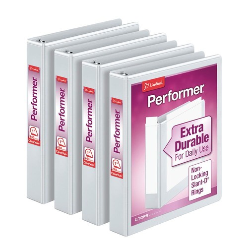Performer 3-Ring Binders, 1", Non-Locking Slant-D Rings, 240-Sheet Capacity, ...