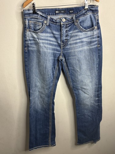 BKE Fulton Jeans Mens 36x34 Blue Medium Wash Straight Leg Denim Distressed - Picture 3 of 8