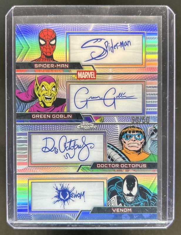 2026 Topps Chrome Marvel Venom Doctor Octopus Green Goblin Spider-Man Auto #/50