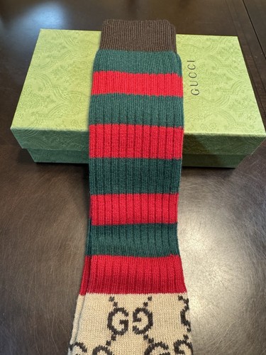 Nuevos Calcetines Auténticos Gucci GG Supreme Logo Verde Rojo Talla M - Imagen 5 de 10