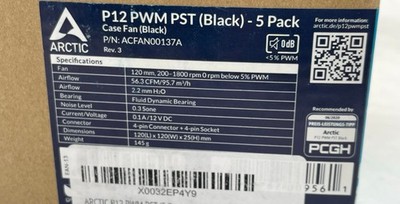 ARCTIC P12 Pro PWM PST 5 Pack 120 MM X0032EP4Y9 Case Fan Black