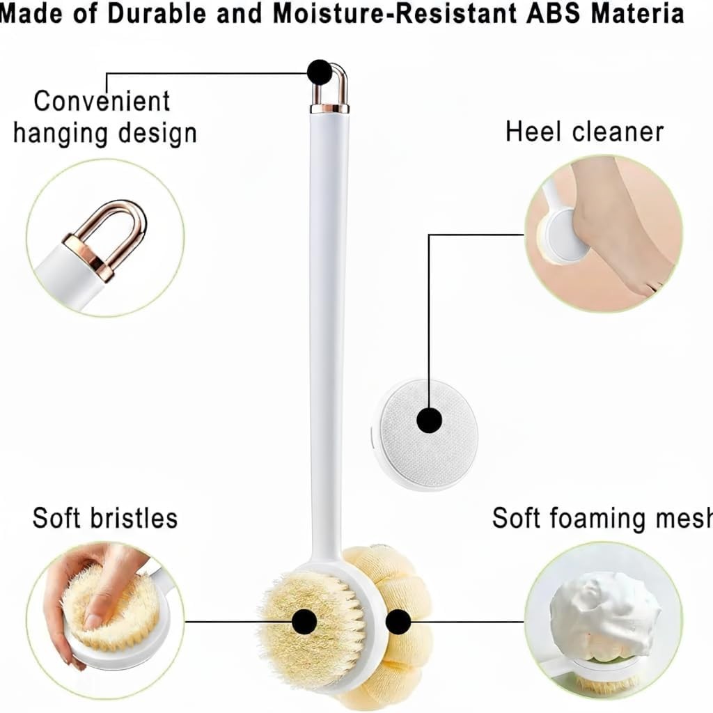 İNOVER 3 in1 Long Handle Shower Sponge Brush Set,Body Brush,Leg Brush,Bath Spon