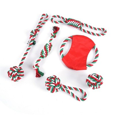 6x Dog Chew Toy Rope Christmas Elements for Puppy Breed Reducing Bore Gift