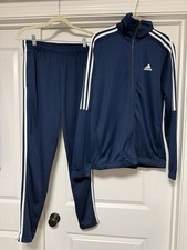 Adidas 3-Stripes Men's Training Tracksuit, Full Zip Top  Jogger Pants, Navy, M