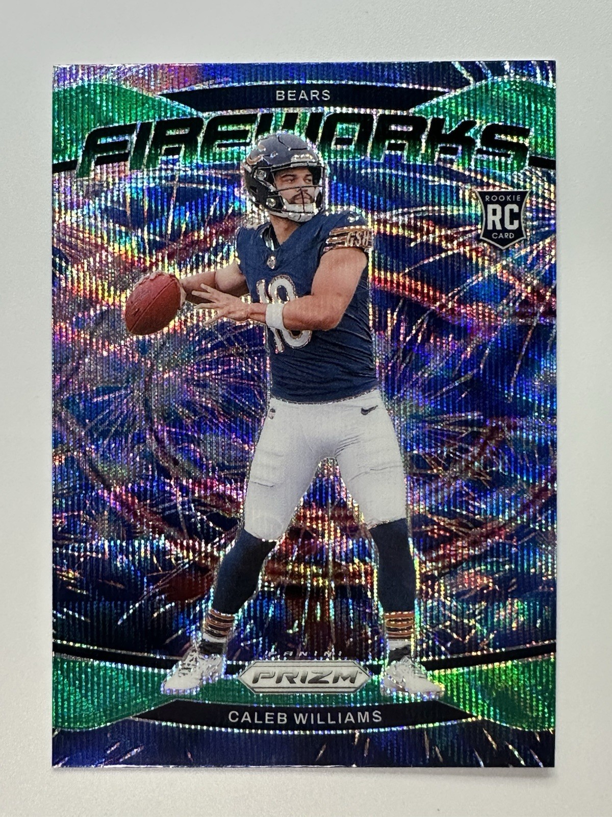 2024 Panini Prizm - Fireworks Caleb Williams #25 Green Wave Prizm (RC)