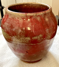 Vintage Oxblood Red Sagar Fired Signed Art Po...