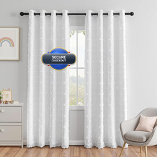 Meetsky White Blackout Curtains For Girls Bedroom 84 Inch Length 2 Panels Set