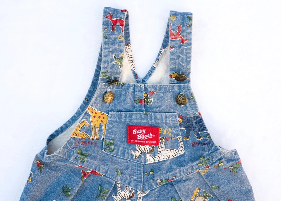 Винтажный джинсовый комбинезон 1990-х OshKosh Baby B'gosh Zoo с животными размер 18 месяцев - Изображение 4 из 4