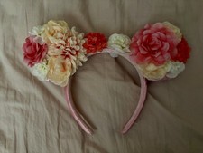 Disney Parks Minnie Mouse Ears Headband Pink Floral Flower and Garden