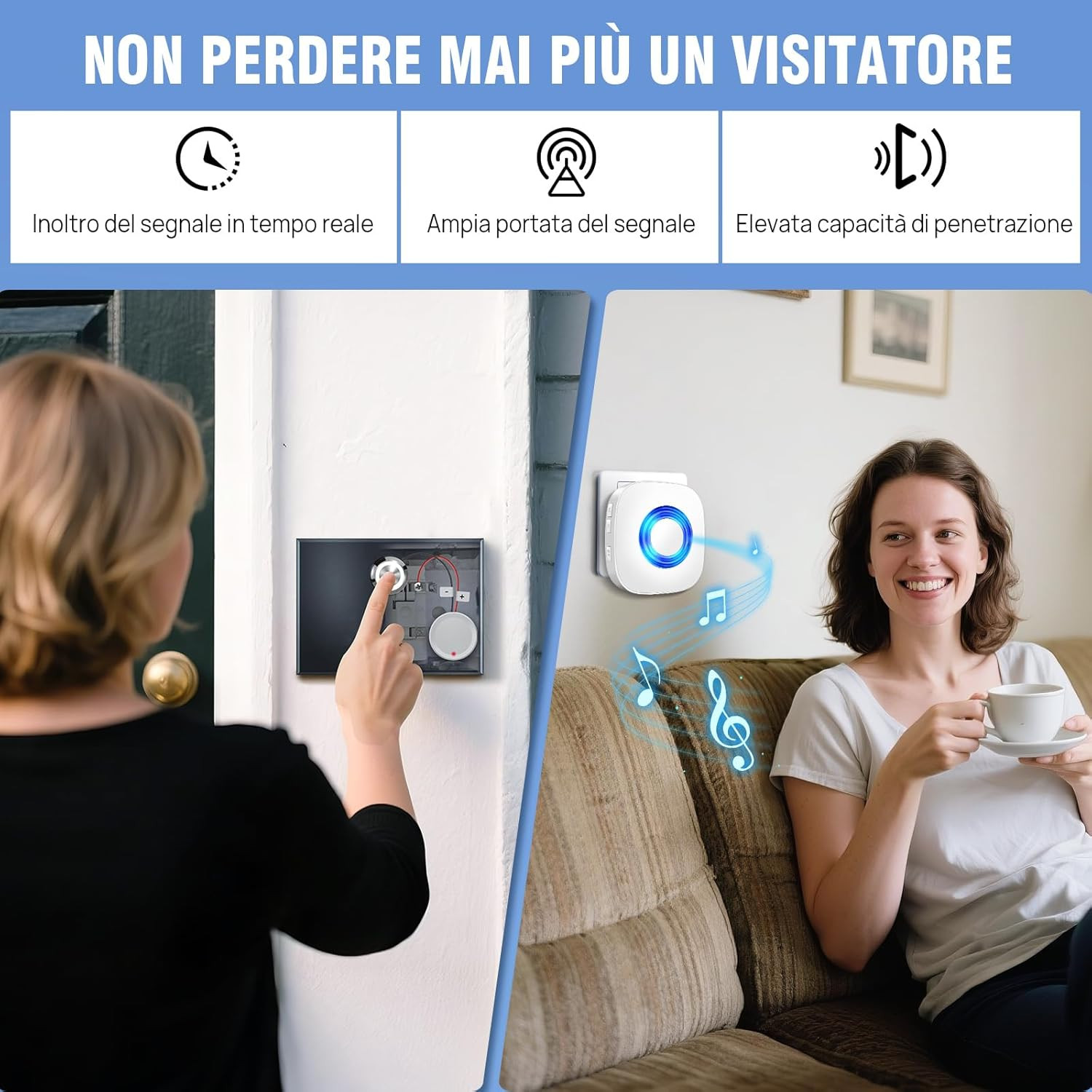 Kit Campanello Wireless Esteso IP44 - Design Moderno e Lunga Portata - 2