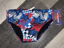 SPEEDO MENS OVERDRIVE COBALT ONE SWIM BRIEFS PERFORMANCE TRAINING BOTTOMS 30 NWT