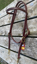 Hilason Western training headstall oiled harness leather w/brass snaps