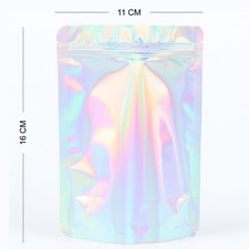 Holographic Silver Gripseal Bags Gusseted Zipper Lock Pouch BPA Free Food Packin