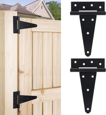 6 Inch T-Strap Gate Hinges, Heavy Duty Shed Barn Door Hinges, Black Tee Hinges f