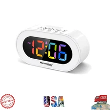 Colorful LED Clock with Snooze Function & Full Brightness Control - Small Size