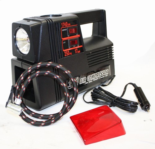 12V 250PSI Portable Car Air Compressor Pump Tire Inflator Emergency Spot Light - 第 3/6 張圖片