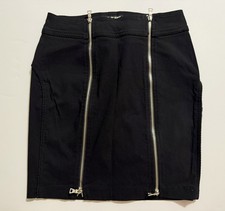 Vintage GUESS Jeans Skirt Black sz 26 Stretch Zipper Ryan Nylon Spandex VG