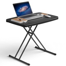 Folding Table 30 Inch - Small Desk Adjustable Height TV Tray for Laptop, Couc...