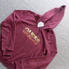 Guess Rahim Logo Pullover Hoodie Women M Mystic Wine New Sequin Graphic Hoodie