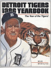 1986 Detroit Tigers Yearbook Sparky Anderson HOF 0b4