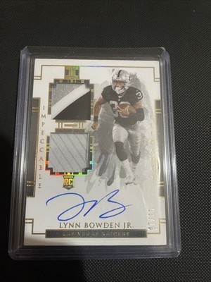 2020 Panini Impeccable Elegance Lynn Bowden Jr #133 Helmet Patch Auto Rookie /15