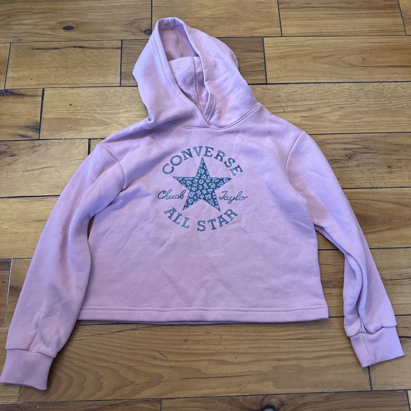 Converse Hoodie Girls ' Youth Large Pink Long Sleeve Chuck Taylor All Star Crop
