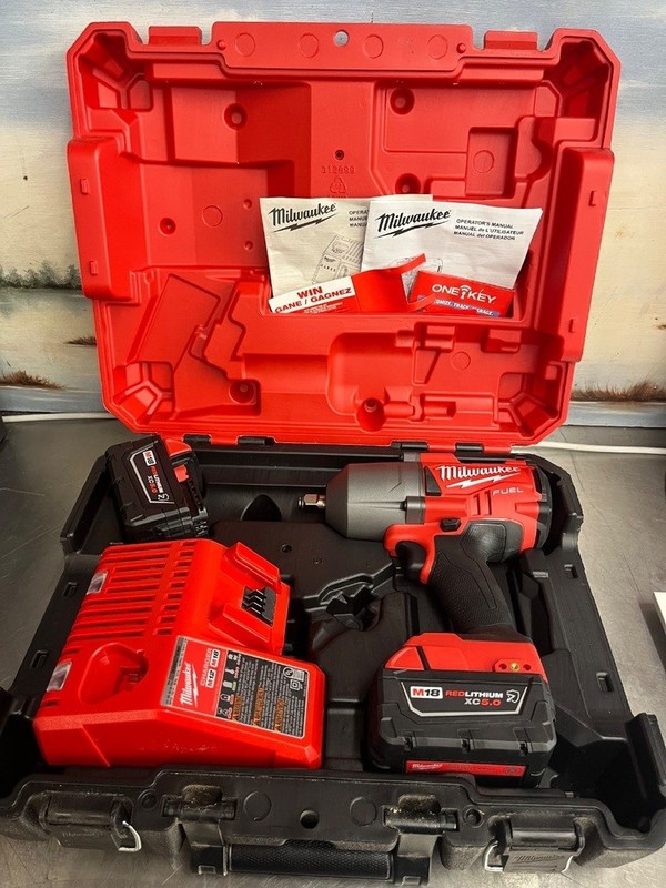 Milwaukee 2767-20 1/2" Impact Wrench  (W/2 M18 5AH Batteries, 1 Charger, Case)