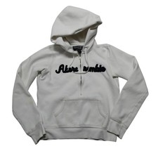 Abercrombie Fitch Hoodie Sweatshirt Youth XL White 1/2 Zip Fleece Logo