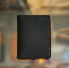 Black Leather Card Holder Front Pocket Wallet Credit Card Minimalist Men's New