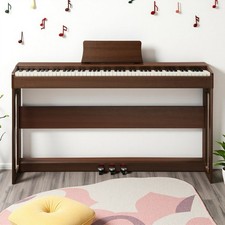 88-Key Full Size Fully Weighted Digital Piano Keyboard Set - 3 Pedal Dark Walnut