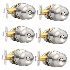 Privacy Interior Door Knobs Bed and Bath Handle Levers 6 Pack Brushed Nickel