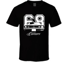 1968 Camaro Grill View With Year And Model Name Black Black T Shirt