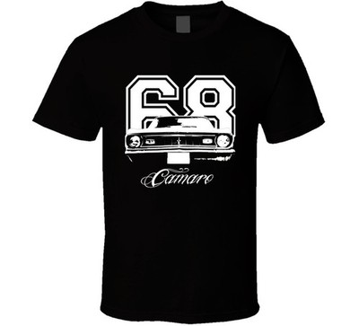 1968 Camaro Grill View With Year And Model Name Black Black T Shirt