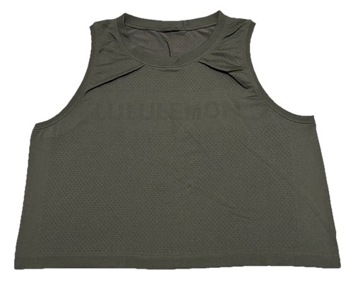 lululemon Breeze By Logo Muscle Crop Tank Top Grey Sage Green Women’s Size 8