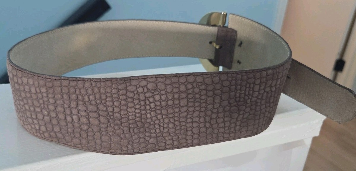 Christian Dior Brown Leather Wide Waist Belt Gold Buckle  display picture 2