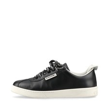 Chanel Coco Mark Leather Sneakers 36 Ladies' Black G34085 Logo Replaceable cord