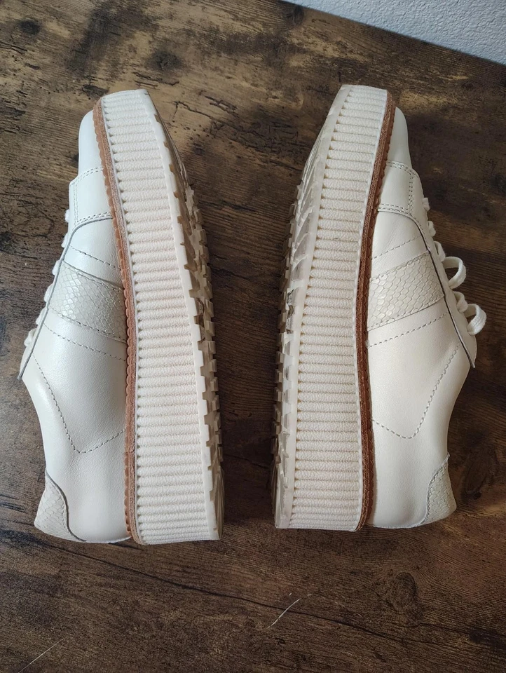 Zapatilla deportiva Dolce Vita Tiger para mujer de cuero blanco talla 8,5 M plataforma alta Foto 4 de 4