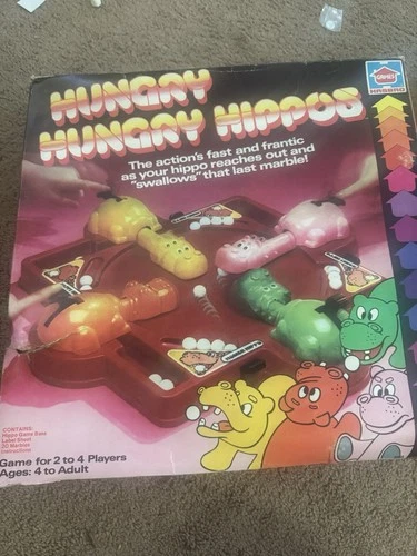 Hasbro Hungry Hungry Hippos 1978 Board Game VTG Marbles and Instructions Inc Box