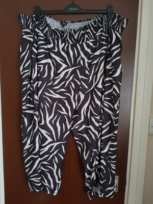 Simply Be Women's Zebra Colour Trousers Elasctic Waist Size 30 UK Culotte