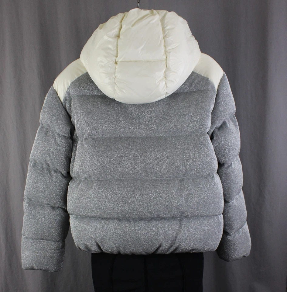 Moncler Niñas Chouette Gris Brillante Crema Desmontable Capucha Puffer Abrigo Chaqueta 12 Foto 2 de 4
