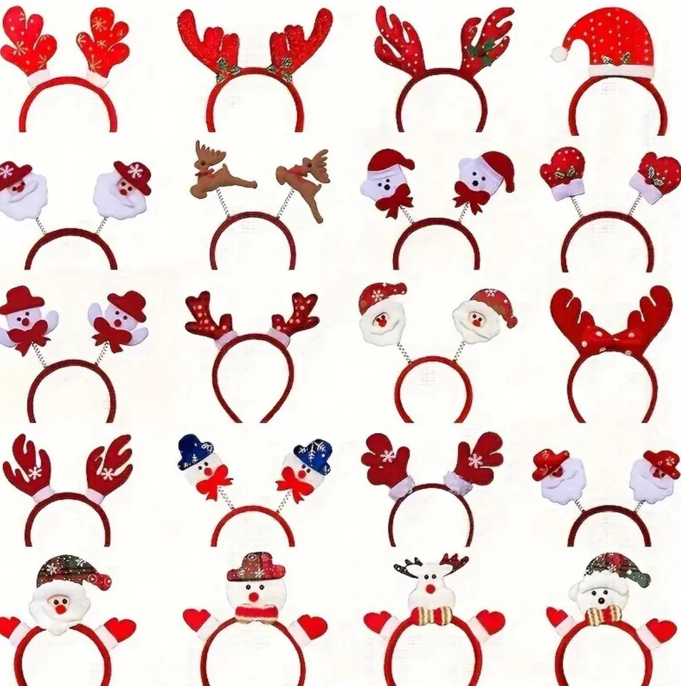 Diadema de Navidad Cuernos de Reno Árbol de Papá Noel Lentejuelas Arco Fiesta Disfraz al azar Foto 2 de 2