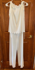 VTG 70s jumpsuit Fredericks of Hollywood white romper size 13/14 RN 44094 zipper
